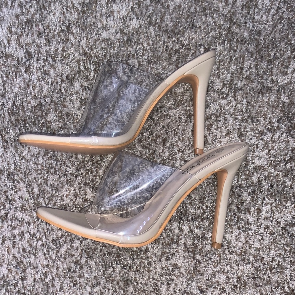 Boohoo Trendy Nude and Clear heels